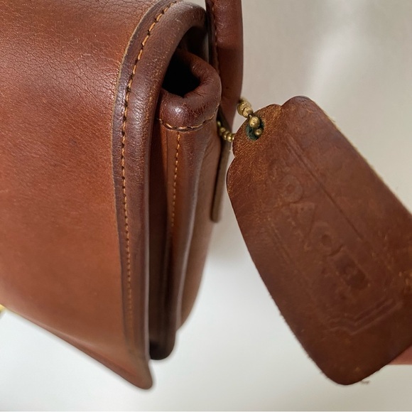 Vintage Coach 9620 Compact Pouch Turnlock Crossbody Bag - Tabac Brown - Picture 5 of 14
